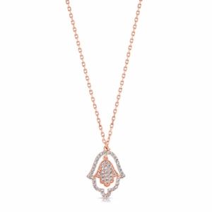 Sterling Silver Rose Gold Necklace Rhodium Plated
